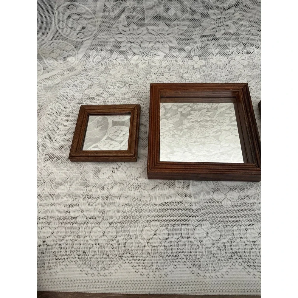 Set of 3 Vintage Wooden Mirrors | Cottagecore Farmhouse